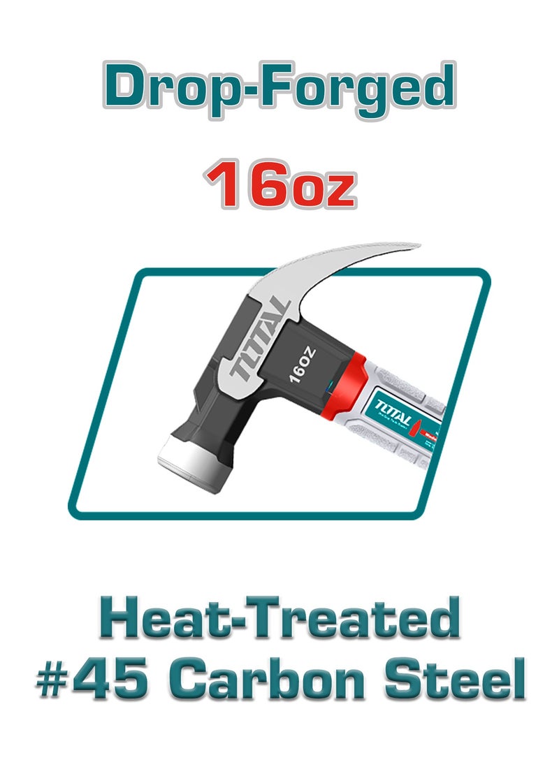 توتال طقم مطارق من توتال مكوّن من ٤ قطع، يشمل مطرقة مخلبية، ومطرقة ميكانيكي، ومطرقة حجر، ومطرقة مطاطية، برؤوس مطروقة ومقابض من الألياف الزجاجية - Image 2