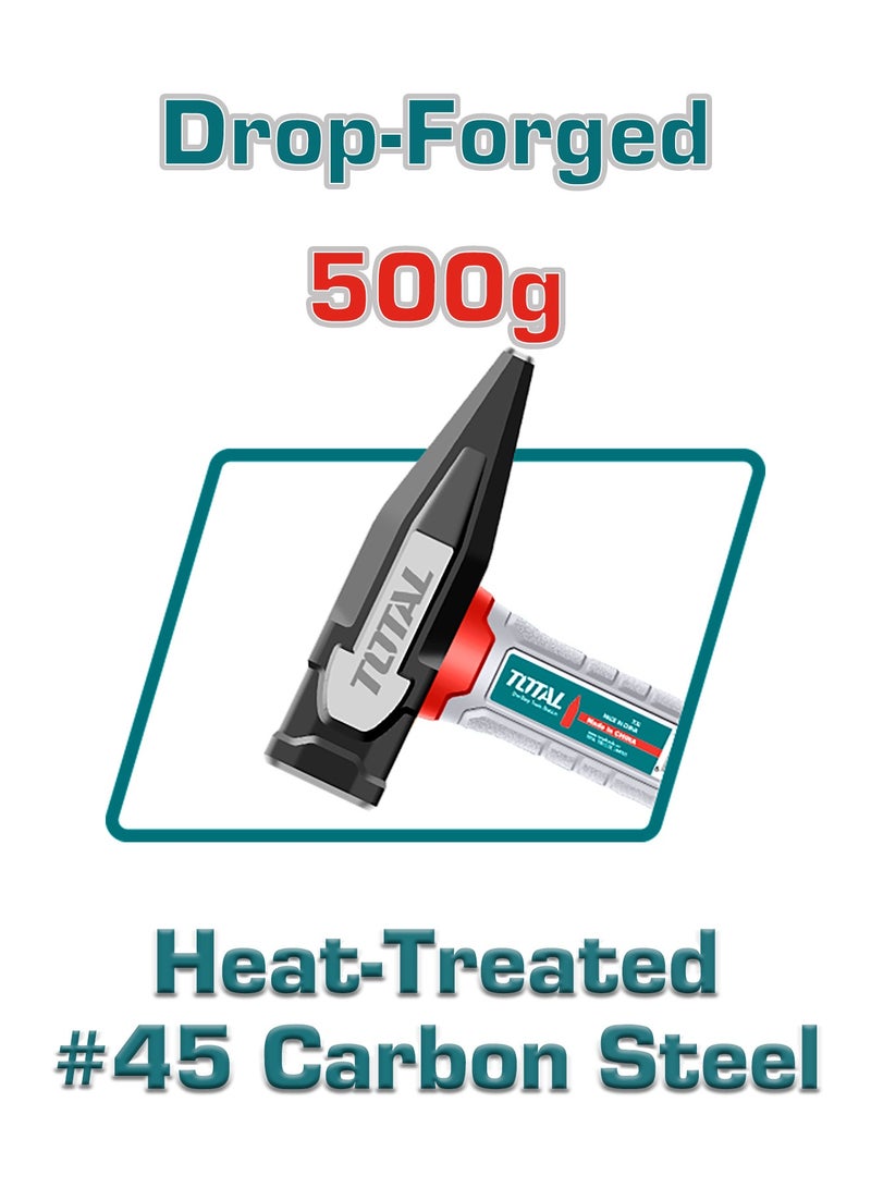 توتال طقم مطارق من توتال مكوّن من ٤ قطع، يشمل مطرقة مخلبية، ومطرقة ميكانيكي، ومطرقة حجر، ومطرقة مطاطية، برؤوس مطروقة ومقابض من الألياف الزجاجية - Image 4