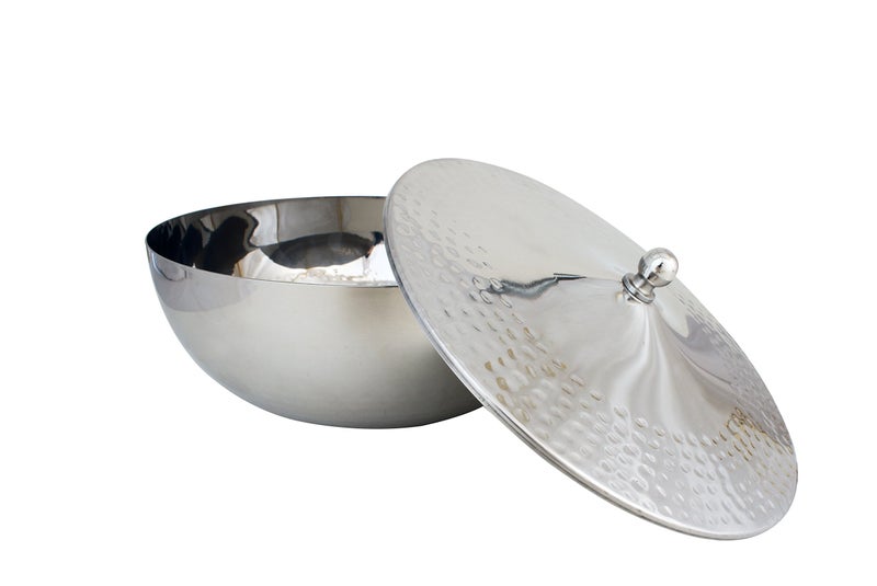 smartserve Stainless Steel Groove Serving Bowl with lid 2 pcs Dia 23 - Image 1
