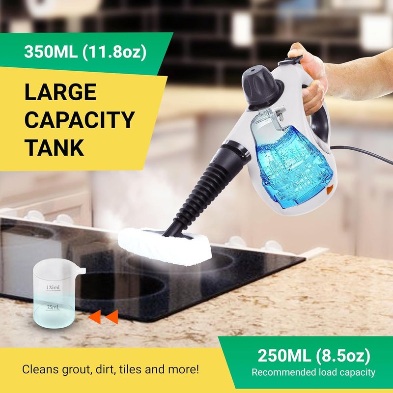 Comforday Multi-Purpose Steam Cleaner with 9-Piece Accessories, Pressurized Handheld Steam Cleaner, Perfect for Stain Removal, Curtains, Car Seats, Floor, Bathroom (White) - Image 5