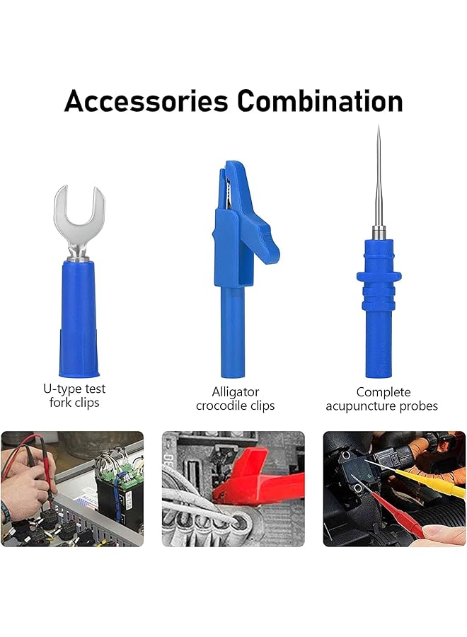 Updated 31Pcs 4Mm Test Lead Wire Cables, Test Leads Sets With Electrical Alligator Clips U-Type Test Fork Clips Complete Acupuncture Probes Stackable Banana Plug Multimeter Back Probe Pins - Image 3