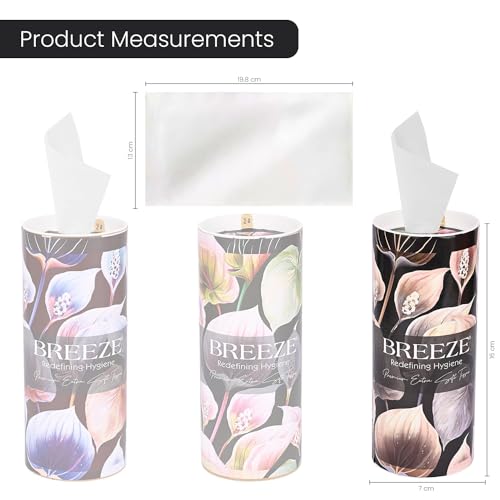 BREEZE 2 Ply Facial Tissue Paper Roll Highly Absorbent Ultra Soft Skin Friendly Face Tissues Virgin Cellulose Fiber with 180 Pulls for Cars Office Home Kitchen (Pack of 3x60, White) - Image 2