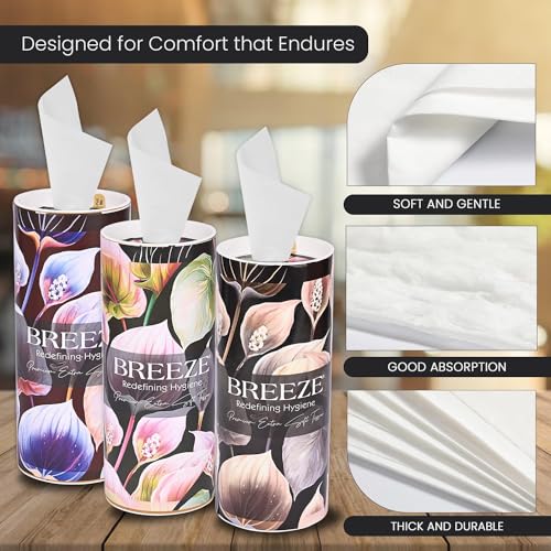 BREEZE 2 Ply Facial Tissue Paper Roll Highly Absorbent Ultra Soft Skin Friendly Face Tissues Virgin Cellulose Fiber with 180 Pulls for Cars Office Home Kitchen (Pack of 3x60, White) - Image 4