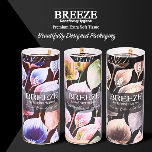 BREEZE 2 Ply Facial Tissue Paper Roll Highly Absorbent Ultra Soft Skin Friendly Face Tissues Virgin Cellulose Fiber with 180 Pulls for Cars Office Home Kitchen (Pack of 3x60, White) - Image 3