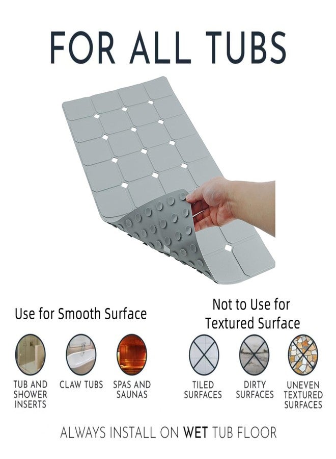 MeimeiDe Bathtub Mat Non Slip 15" x 28" Silicone Foldable Tub Mat with Strong Suction Cups & Large Drain Holes, Durable & Eco-Friendly, for Smooth Surfaces, Ideal for Seniors, Adults Grey - Image 3