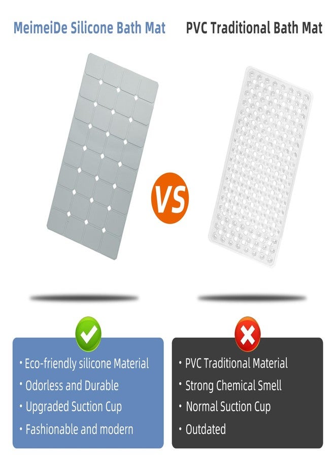 MeimeiDe Bathtub Mat Non Slip 15" x 28" Silicone Foldable Tub Mat with Strong Suction Cups & Large Drain Holes, Durable & Eco-Friendly, for Smooth Surfaces, Ideal for Seniors, Adults Grey - Image 4