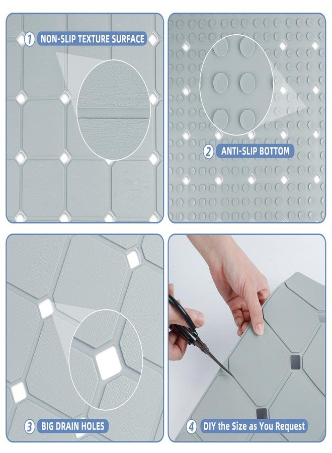 MeimeiDe Bathtub Mat Non Slip 15" x 28" Silicone Foldable Tub Mat with Strong Suction Cups & Large Drain Holes, Durable & Eco-Friendly, for Smooth Surfaces, Ideal for Seniors, Adults Grey - Image 5