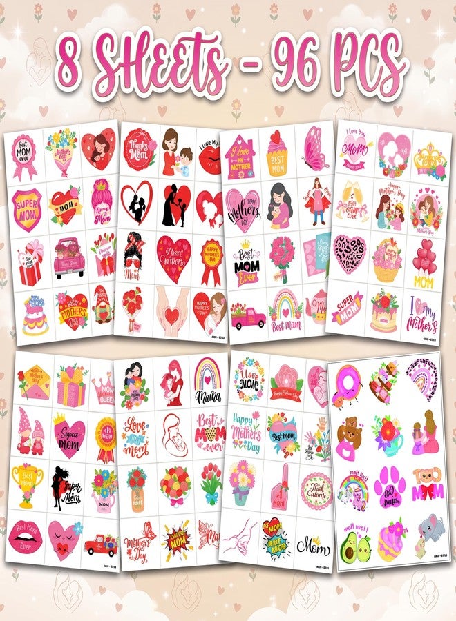 91TATTOOS 96 PCS Pre-cut Mother's Day Temporary Tattoos for Kids - Image 3