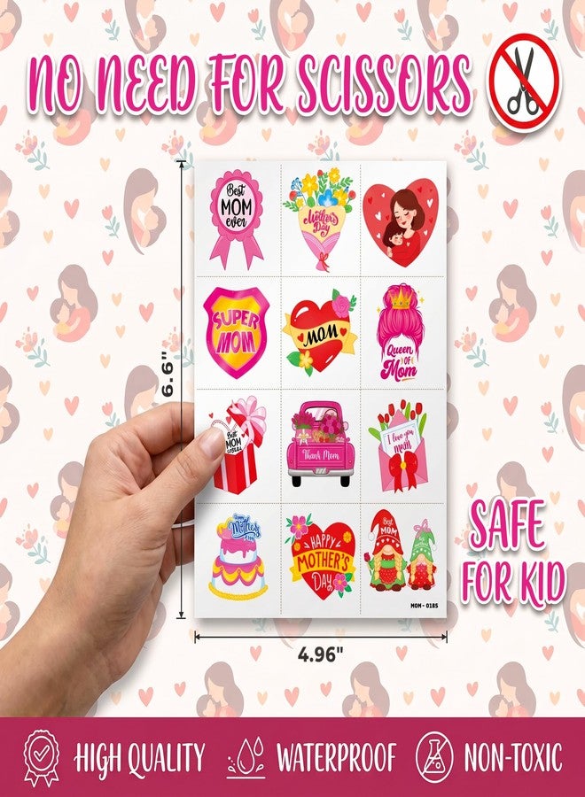 91TATTOOS 96 PCS Pre-cut Mother's Day Temporary Tattoos for Kids - Image 5
