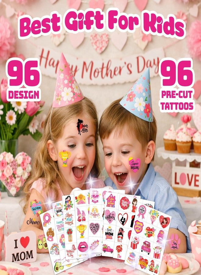 91TATTOOS 96 PCS Pre-cut Mother's Day Temporary Tattoos for Kids - Image 4