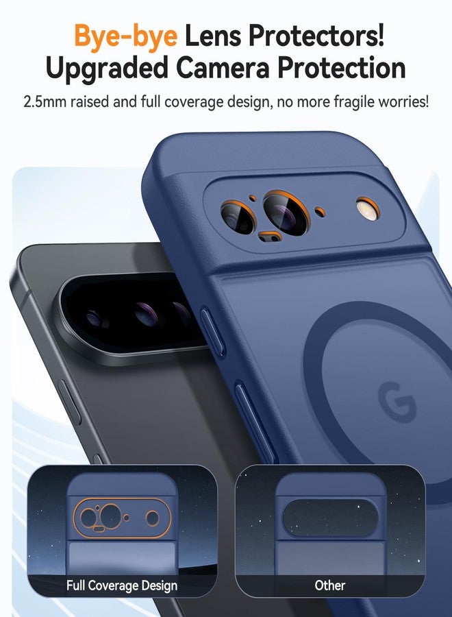 CANSHN Magnetic for Google Pixel 9 Case(6.3 Inch), Upgraded [Full Camera Protection] [Compatible with Magsafe] [Translucent Matte] Shockproof Protective Phone Cover, Deep Blue - Image 3