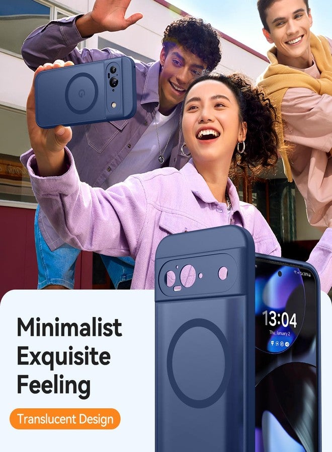 CANSHN Magnetic for Google Pixel 9 Case(6.3 Inch), Upgraded [Full Camera Protection] [Compatible with Magsafe] [Translucent Matte] Shockproof Protective Phone Cover, Deep Blue - Image 4