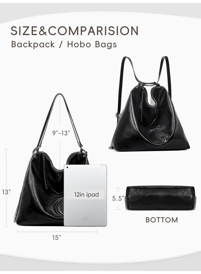 CLUCI CLUCI Convertible Backpack Purse Hobo bags 2in1 Shoulder Bag handbags Leather Large Fashion Travel Multipurpose  - Image 2