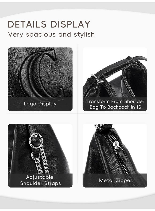 CLUCI CLUCI Convertible Backpack Purse Hobo bags 2in1 Shoulder Bag handbags Leather Large Fashion Travel Multipurpose  - Image 3