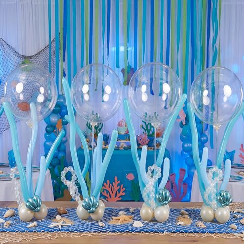Civaner 52 Pcs Under The Sea Party Decorations 4 Sets Mermaid Table Centerpiece Balloons Stand Kit Mermaid Birthday Centerpieces with Base for Ocean Beach Baby Shower Birthday Party Decor - Image 1
