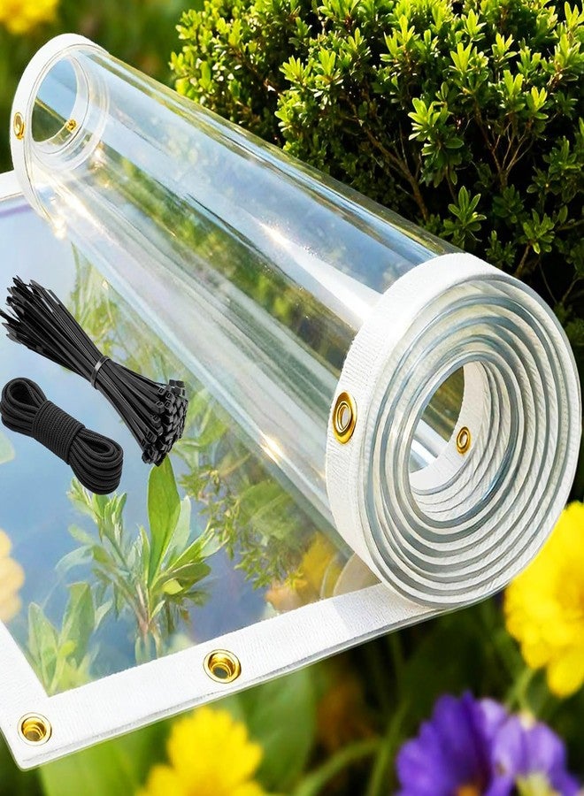 Artpuch Waterproof Clear Tarp 8x10ft, Heavy Duty PVC Tarps Cover with Reinforced Edge, 14Mil Thickened Transparent Tarpaulin for Outdoor Patio Garden Gazebo Plants Greenhouse - Image 1