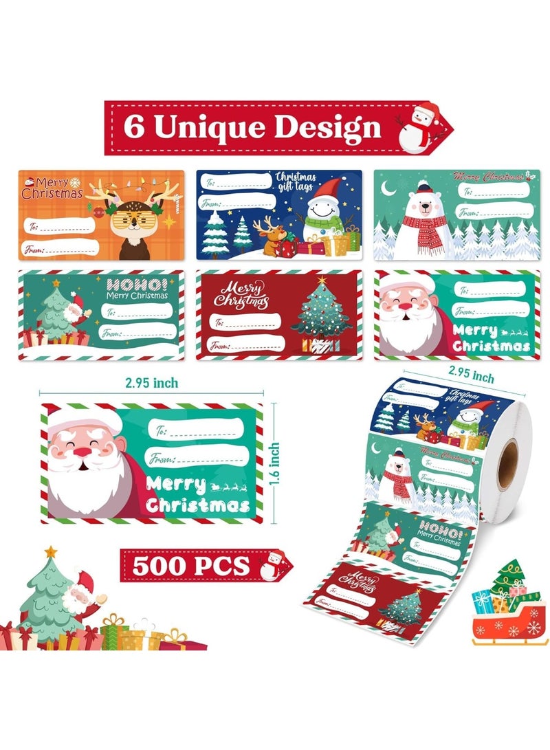 500 PCS Christmas Gift Tags - Gift Tags for Christmas Presents - Christmas Gifts for Women Men Kids - Christmas Wrapping Paper - Christmas Decorations - Christmas Gift Bags (2.95 x 1.6 Inch) - Image 2