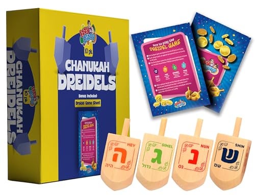 Izzy 'n' Dizzy Izzy n Dizzy Hanukkah Wooden Dreidel Pack of 10 Medium - Image 1