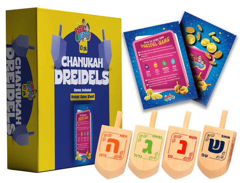 Izzy 'n' Dizzy Izzy n Dizzy Hanukkah Wooden Dreidel Pack of 10 Medium - Image 3