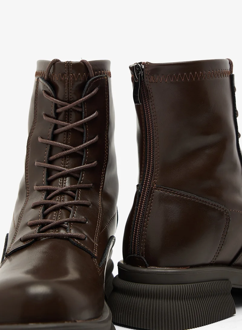 Ginger Brown Lace Up Combat Boots for Women | Best Price UAE