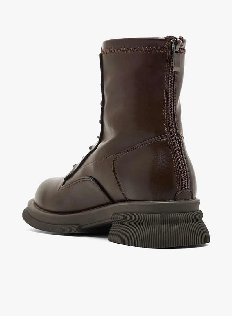 Ginger Brown Lace Up Combat Boots for Women | Best Price UAE