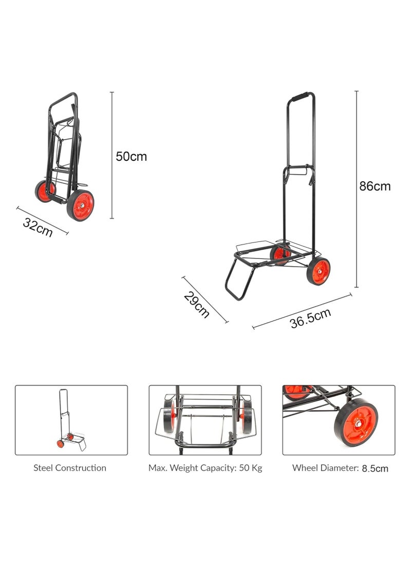 Generic Shopping Cart, 2 Wheels Folding Lightweight Hand Truck Heavy Duty Utility Trolley Portable Foldable Easy to Store  - Image 5