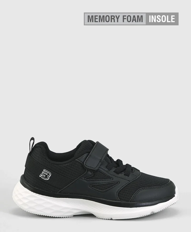 Bonfino Bonfino Panelled Hook & Loop Closure Memory Foam Shoes - Black