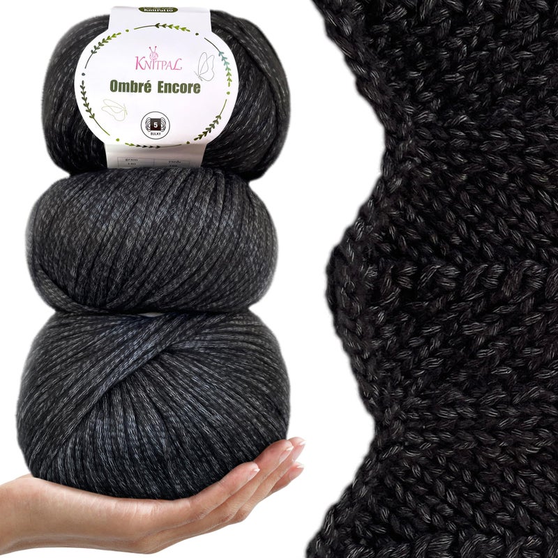 OmbrEncore Chunky Ombre Yarn for Crocheting 3 Balls 507Yds420G Free Patterns Multi Colored Bulky 5 Weight Yarn for Knitting Mountain Stones