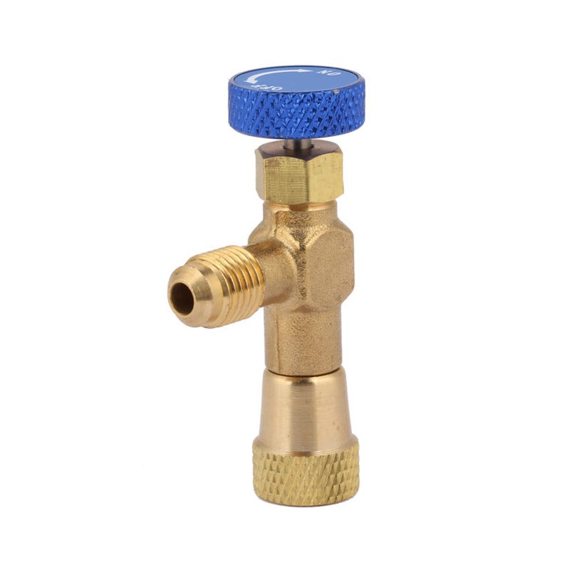 Hongsen Flow Control Valve: 1/4 Thread Brass Material - Thickened Body High Durability British System Refueling Pipe Connector for Refrigerant Servicing - Image 2