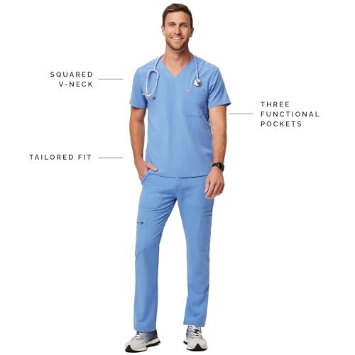 FIGS Chisec Three-Pocket Scrub Top for Men – Ceil Blue, S - Image 4