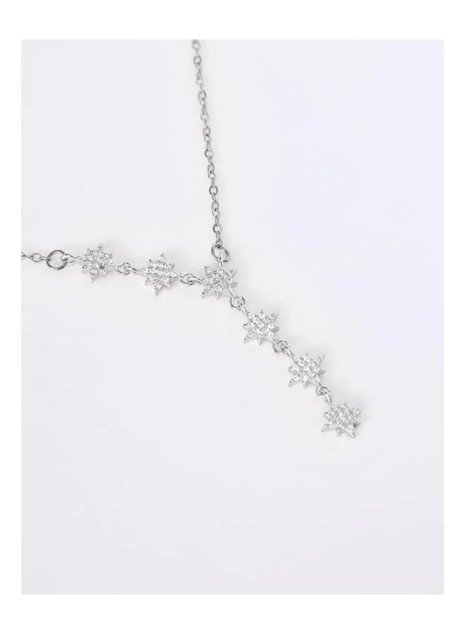 Jimmy Key  Silver-Colored Star-Detail Elegant Y Necklace. for Women | Best Price UAE