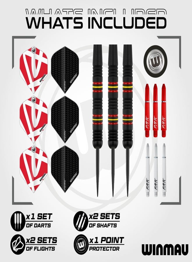 WINMAU Outrage Darts - Steel Tip Coated Brass - Twin Ring - Black (23) - Image 2