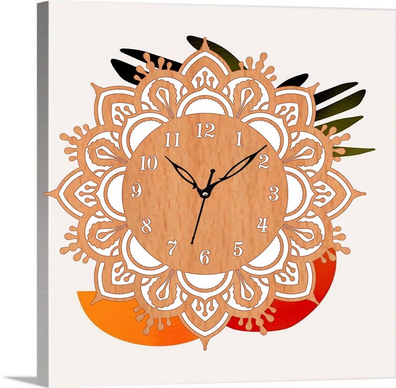 ADK Trendy Roman Wooden Clock Wood Carving MDF Design Wall Clock Perfect for Office Classroom Bedroom Living Room Kitchen RestaurantHotel etc - Image 2