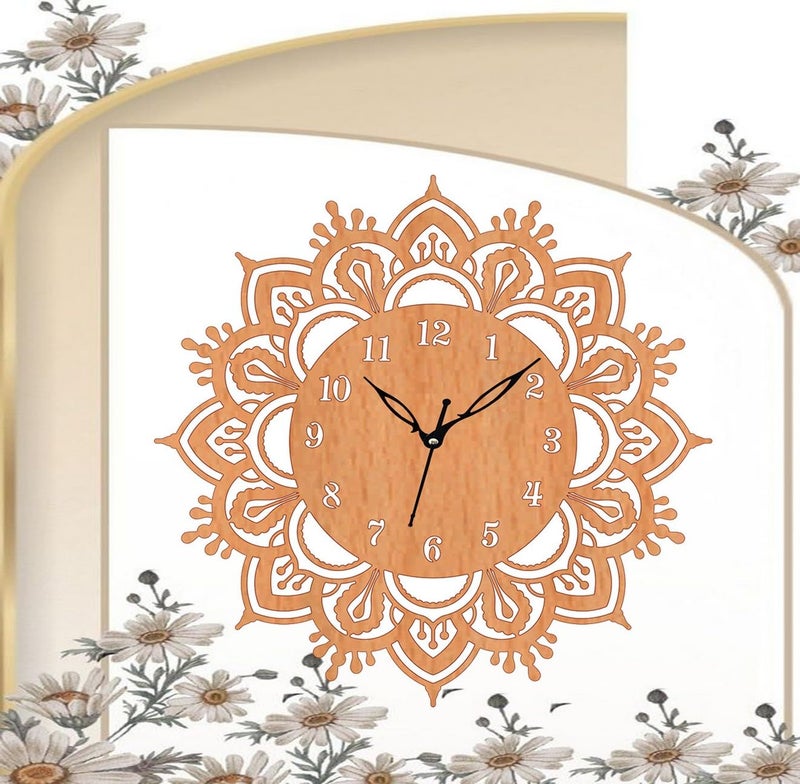 ADK Trendy Roman Wooden Clock Wood Carving MDF Design Wall Clock Perfect for Office Classroom Bedroom Living Room Kitchen RestaurantHotel etc - Image 3