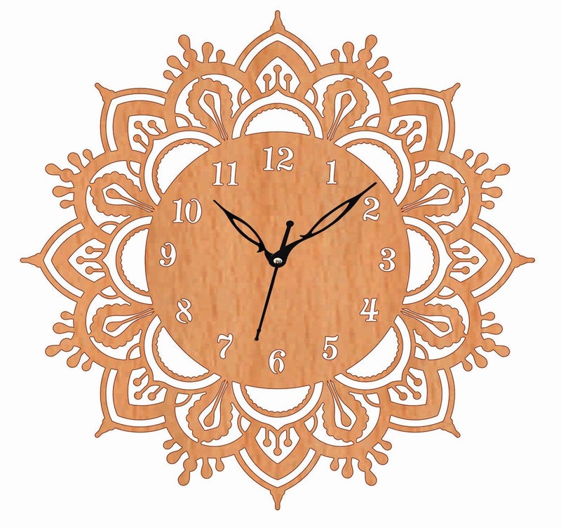 ADK Trendy Roman Wooden Clock Wood Carving MDF Design Wall Clock Perfect for Office Classroom Bedroom Living Room Kitchen RestaurantHotel etc - Image 1