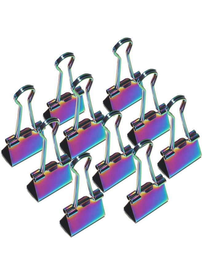 QUJUFIND 10 Pcs Rainbow Paper Clamps,Medium Binder Clips, 1 Inch Length for Office Use, Organize Files and Folders - Image 2