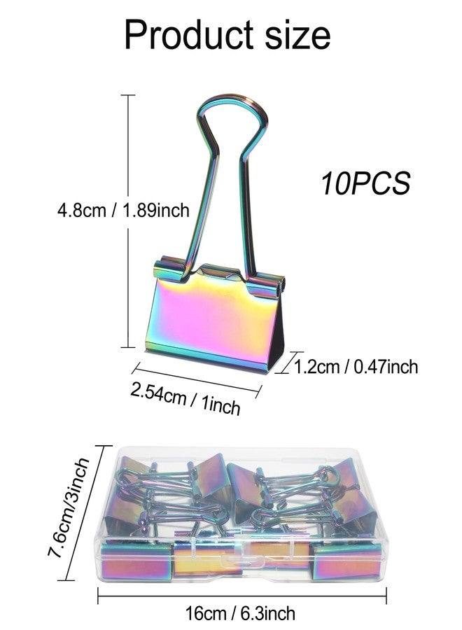 QUJUFIND 10 Pcs Rainbow Paper Clamps,Medium Binder Clips, 1 Inch Length for Office Use, Organize Files and Folders - Image 3