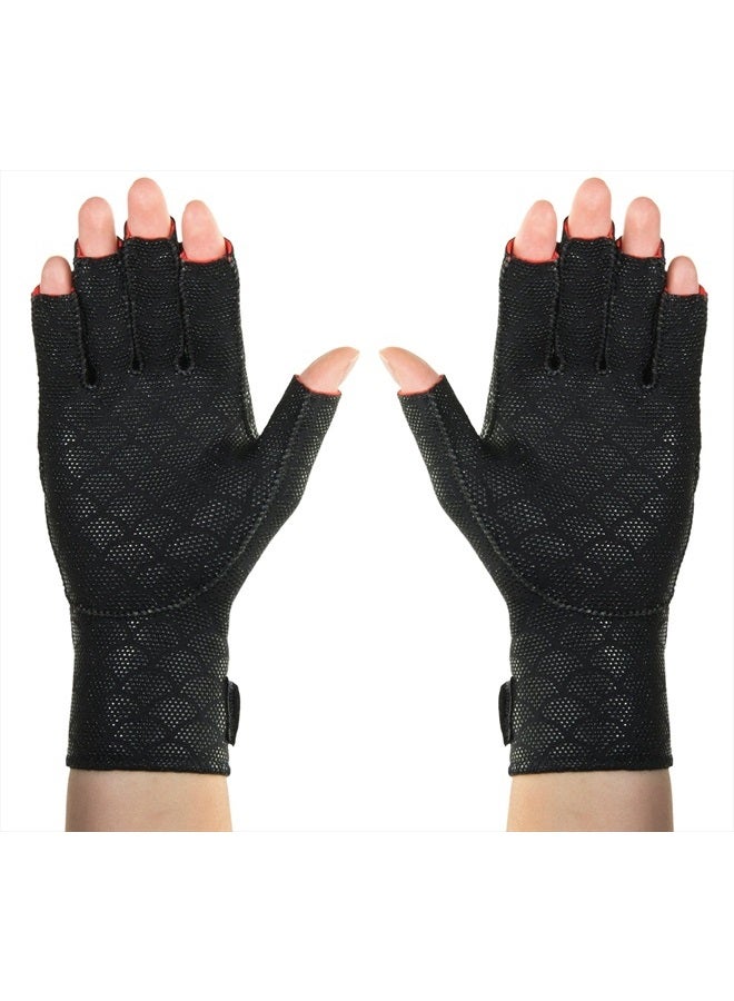 Thermoskin Premium Arthritic Gloves Pair, Black, Relieves Arthritic Pain in Fingers and Hand, Size Medium - Image 1