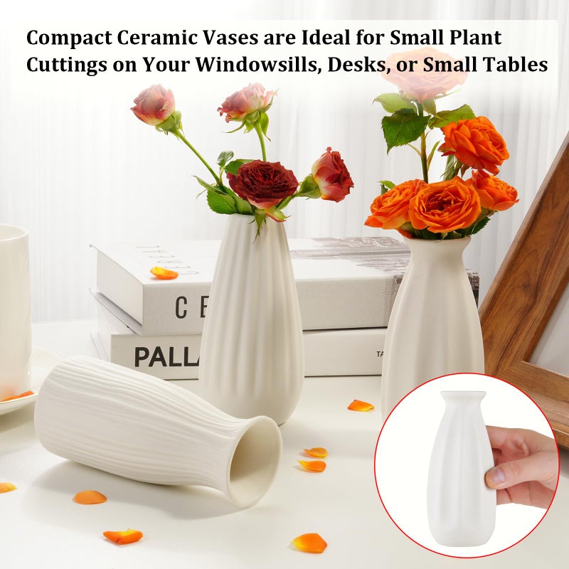 ASHELYULLA Ceramic Bud Vases, Set of 24 White Vases for Centerpieces Small VAses for Flowers Mini Ceramic Vase for Pampas Grass Vase Bulk for Wedding Table Centerpieces Decoration Boho Home Decor DIY Gift - Image 3