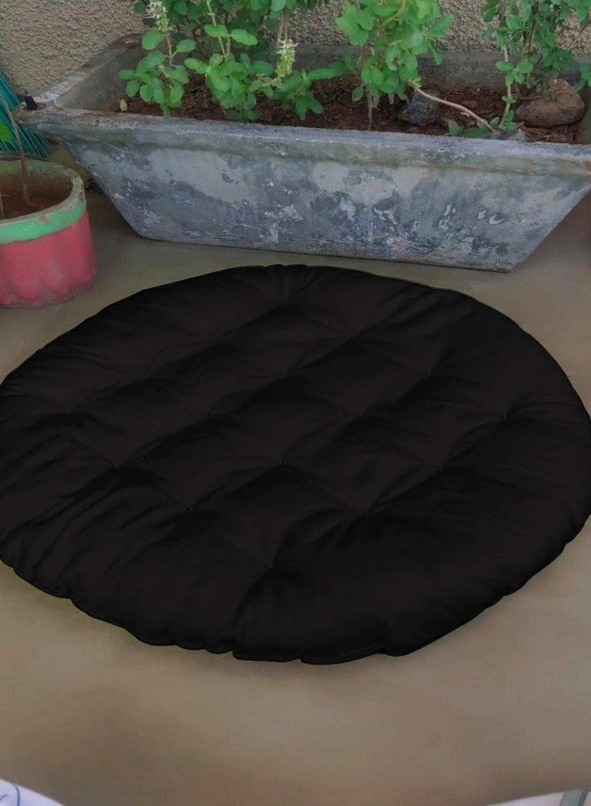 NEXTGO Round Sitting Cushion Cotton Yoga Floor for Meditation Mat Velvet Fabric Size (60 CM X 60 CM) (Black) Hadmade Round - Image 1