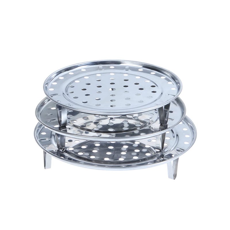 Jilukibo Round Stainless Steel Steamer Rack Thicken 85 933 1011 Inch Diameter Canner Steaming Rack Stand Cooking Ware Food Vegetable Steam Tray for Pressure Cooker Pot 3 Pack
