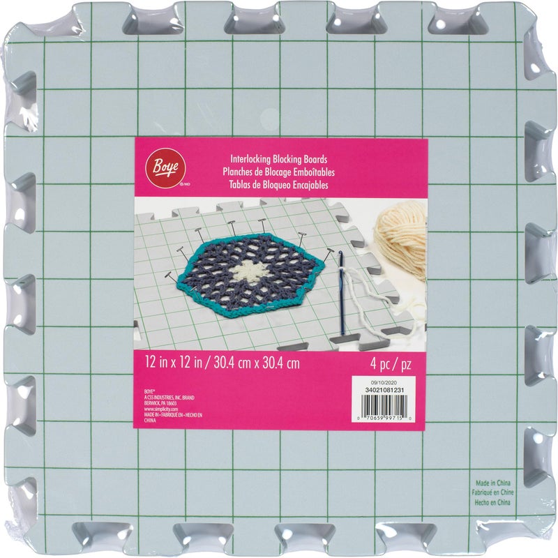 Boye Interlocking Needlepoint, Knitting, and Crochet Blocking Boards, 12'' W x 12'' L, White, 4 Pc - Image 3
