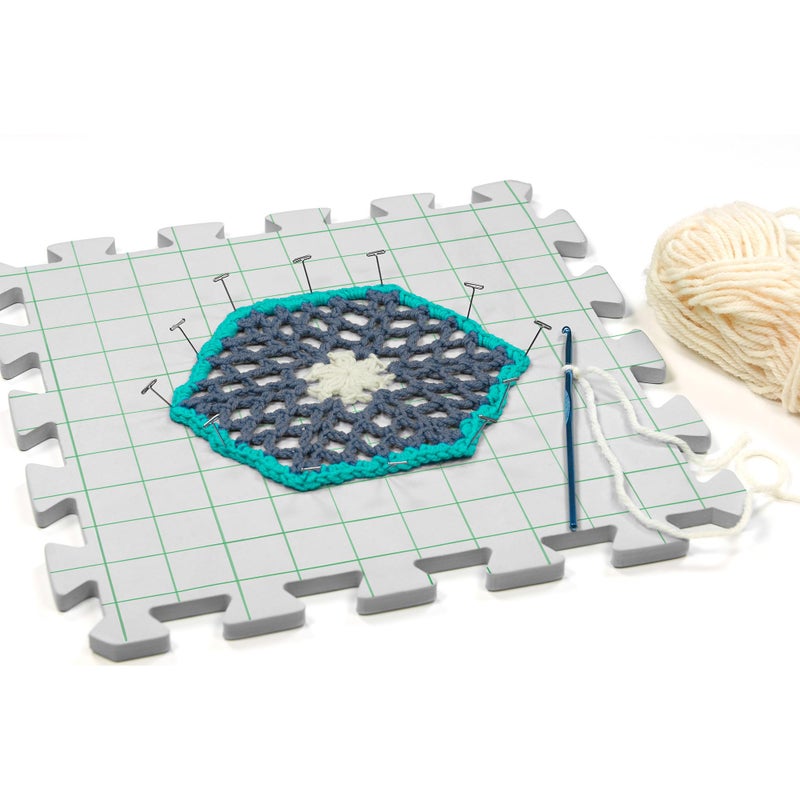 Boye Interlocking Needlepoint, Knitting, and Crochet Blocking Boards, 12'' W x 12'' L, White, 4 Pc - Image 2
