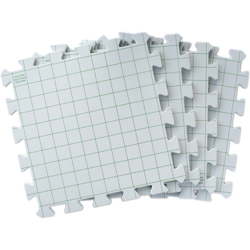 Boye Interlocking Needlepoint, Knitting, and Crochet Blocking Boards, 12'' W x 12'' L, White, 4 Pc - Image 1
