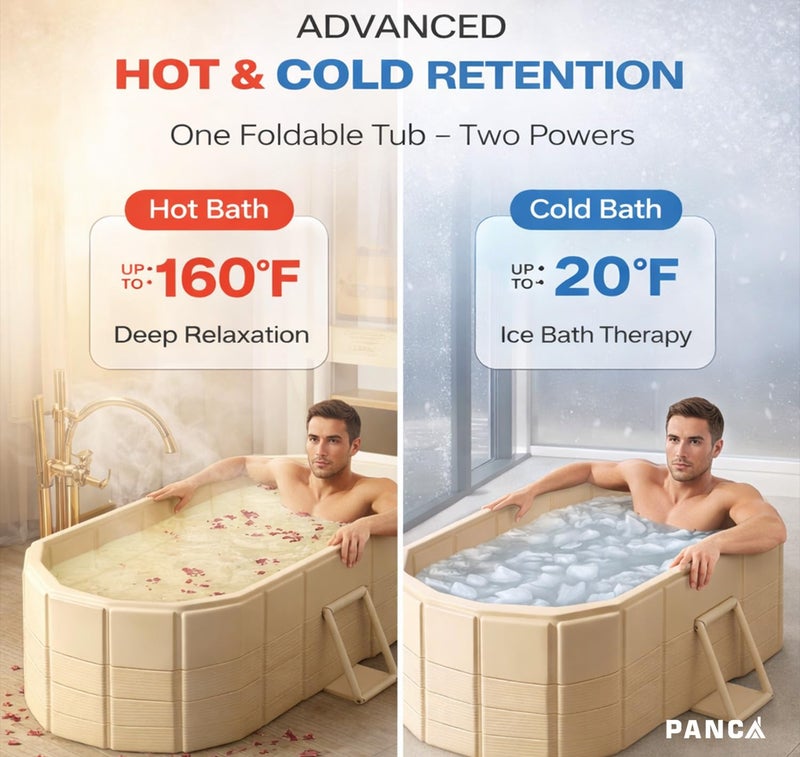 PANCA Portable Bath Tub for Adults | Foldable SPA Bathtub with Drainage Hole, Thick Insulated Design for Hot & Cold Water (Sky Blue Fish Rectangular) - Image 4