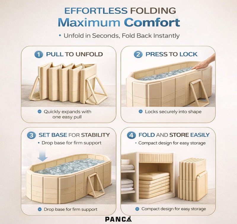 PANCA Portable Bath Tub for Adults | Foldable SPA Bathtub with Drainage Hole, Thick Insulated Design for Hot & Cold Water (Sky Blue Fish Rectangular) - Image 2