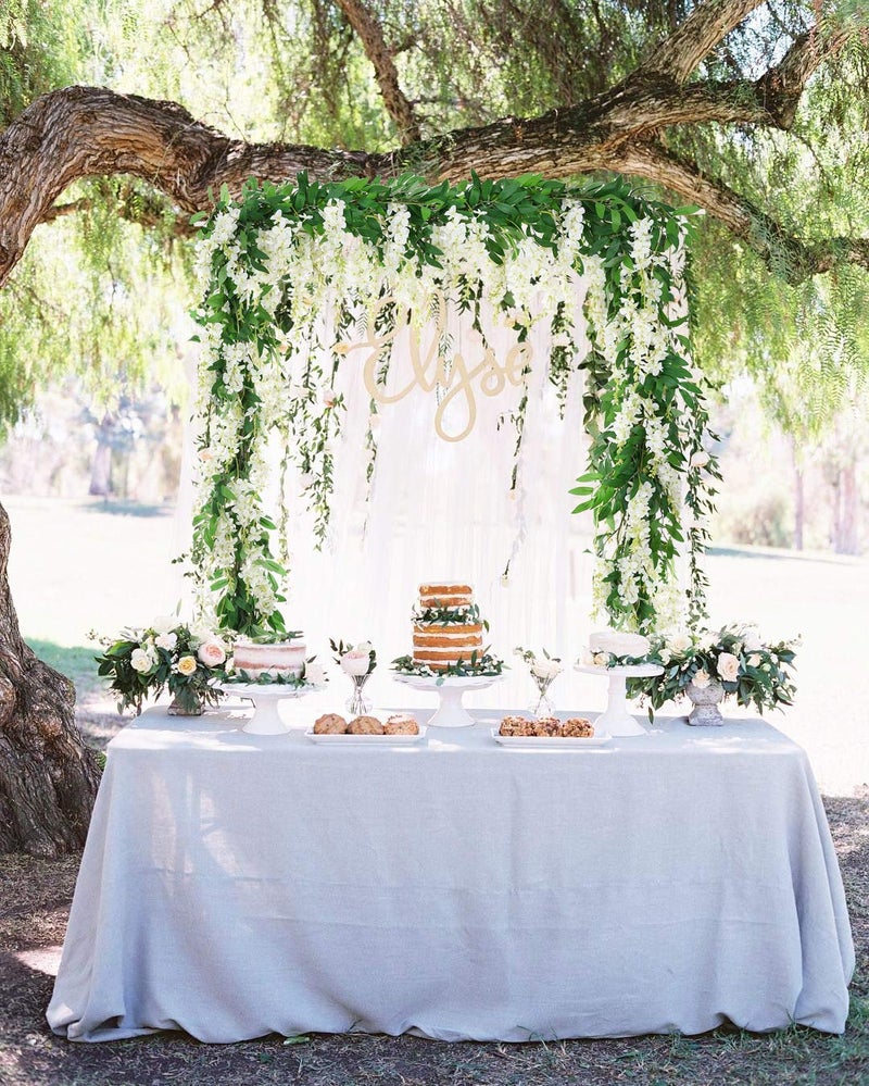 DearHouse 2Pcs 6Ft/Piece Artificial Flowers Wisteria Garland Artificial Wisteria Vine Hanging Flower Greenery Garland for Home Garden Outdoor Wedding Arch Floral Decor (White) - Image 4