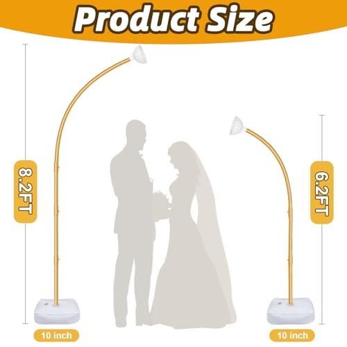 OurWarm 8.2FT & 6FT Gold Balloon Arch Kit, Free Bending Top Balloon Arch Stand With Base for Floor, Half Arch for Wedding Birthday Party Baby Shower Halloween Decorations - Image 2