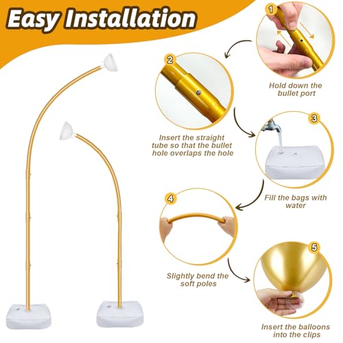 OurWarm 8.2FT & 6FT Gold Balloon Arch Kit, Free Bending Top Balloon Arch Stand With Base for Floor, Half Arch for Wedding Birthday Party Baby Shower Halloween Decorations - Image 4