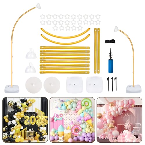 OurWarm 8.2FT & 6FT Gold Balloon Arch Kit, Free Bending Top Balloon Arch Stand With Base for Floor, Half Arch for Wedding Birthday Party Baby Shower Halloween Decorations - Image 1